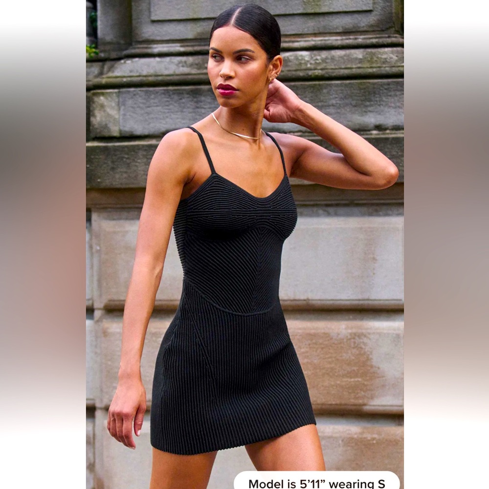 NWT Alo Yoga Denim Knit Mini Dress - black - size xxs